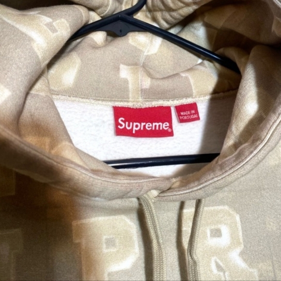 Supreme Blocks Hoodie In Tan Hooded Sweatshirt Medium 100% Authentic - Picture 7 of 14